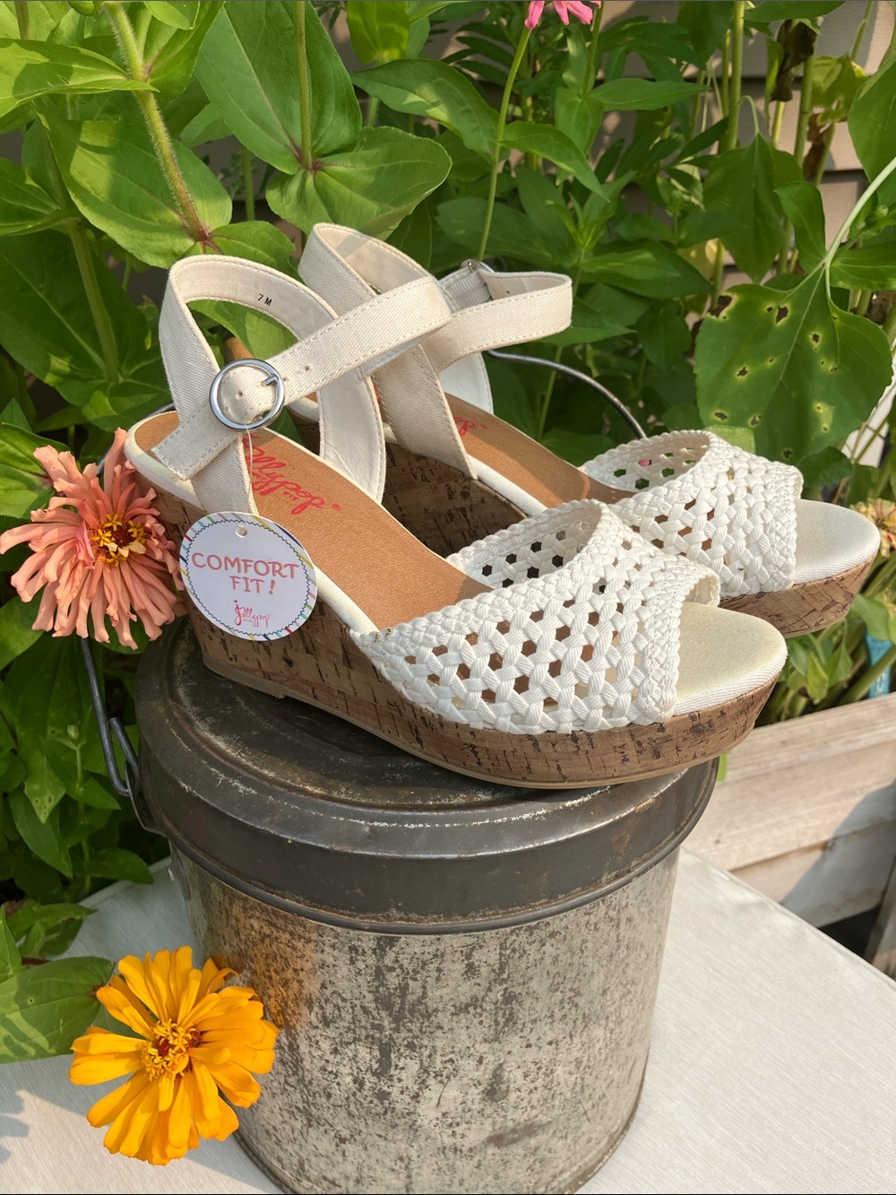Jellypop White Braided Open-Toe Slingback Sandals